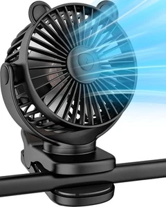Portable Clip on Fan Small Desk Fan Battery Operated 360 Rotation Cute Design 3 - Picture 1 of 8