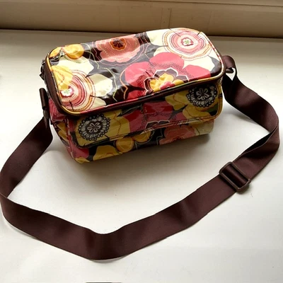 Vera Bradley Vinyl Coated Insulated Cooler Lunch Bag Zip Buttercup Orange Brown - Image 1 of 4