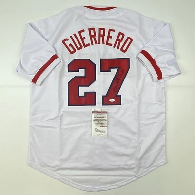 Autographed/Signed VLADIMIR VLAD GUERRERO Los Angeles LA White Jersey JSA COA - Image 1 of 4