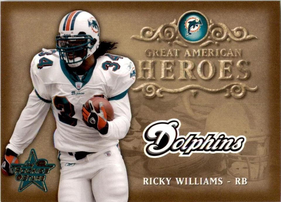 2002 Leaf Rookies Stars American Heroes #GAH-34 Ricky Williams Dolphins /2000 - Image 1 of 2