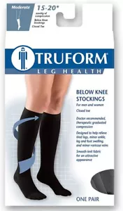 Truform 9808 Medias de compresión, NEGRO 15-20 mmHg, debajo de la rodilla Hombres Mujeres - Imagen 1 de 2