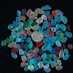 blue green red mixed sea beach glass small 100 piece lot bulk 8-12mm jewelry use - Picture 1 of 1