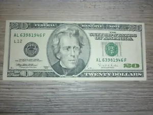 VINTAGE SERIES 1996 $20 DOLLAR BILL FEDERAL RESERVE NOTE - Picture 1 of 2