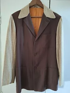 Chaqueta Hollywood Original Años 40 EE. UU. 2 Tonos Marrón Cinturón Espalda Plisada Pecho 37 - Imagen 1 de 7