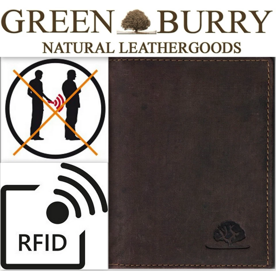 Greenburry Leder Ausweismappe RFID Kartenetui Vintage braun 11kf