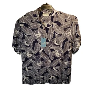 XL Men's Shirt New Caribbean Rayon Navy Banana Print Short Sleeve Button Up - Picture 1 of 3