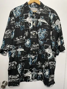Bimini Bay Short Sleeve Shirt XXL Hawaiian Flowers Sailfish - Picture 1 of 10