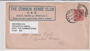 San Diego Cal duplex cl Advt Cover THE COMMON SENSE CLUB (b515) - Picture 1 of 1