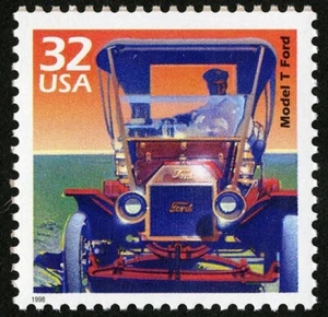 10x Estampillas postales FORD MODELO T Auto Tin Lizzie 32c sin usar COMO NUEVAS - Imagen 1 de 2