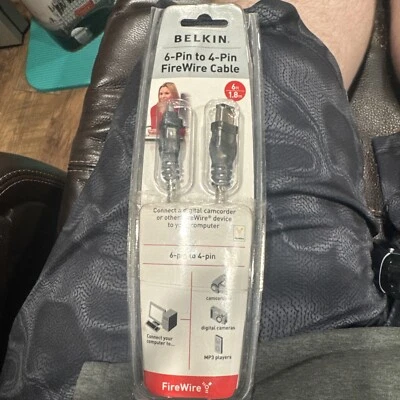 Belkin 6 Pin to 4 Pin Firewire Cable - 6ft / 1.8m - Open Box Free Shipping - Image 1 of 4