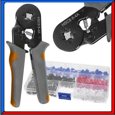 Pinza Crimpatrice per Capicorda Elettrici Isolati e Non 500pz Set Elettricista - Immagine 1 di 4