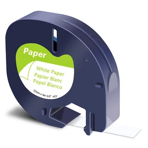 50PK Black on White Label Tape Paper Refills for DYMO LetraTag 100T 91330 12mm - Picture 1 of 7