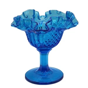 Fenton Kunstglas Ananas Muster Kolonialblau gekräuselt Rüschen Kompott Geschenk - Bild 1 von 6