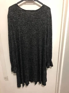 Black Marl Long Sleeve Tunic Dress Size 16 - Picture 1 of 5