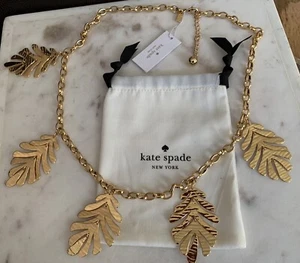 Kate Spade A New Leaf Gold Tone Statement Necklace 31 inches. MSRP $128 - Picture 1 of 5