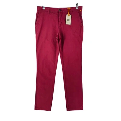 Timberland Hombre Rojo Elástico Ajustado Pantalones Chinos W34 L34 - Imagen 1 de 4