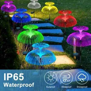 Solar Jellyfish Lawn Lights Optic Fiber Outdoor Garden 7 Color Changing Yard HG - Picture 1 of 21