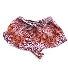 Angie Womens Shorts Size S Pink Orange Print Casual Flowy Shorts Waist Tie