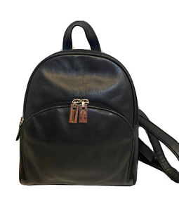 Aurielle Black Genuine Leather Mini Backpack Size Small Excellent Condition!