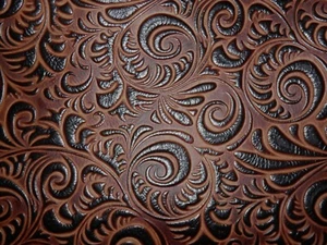 Pelle di mucca in rilievo 8""x17"" marrone scuro vortice avg 0,8 mm #231 - Foto 1 di 2