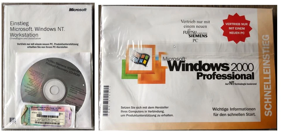 Windows 2000 Professional dt. + SP2 für Fujitsu-PC  (CD, Lizenzkey und Handbuch) - Bild 1 von 1