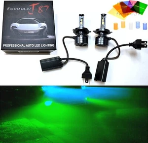 LED Kit F15 140W 9003 HB2 H4 Green Two Bulbs Head Light Dual High Low Beam - Picture 1 of 20
