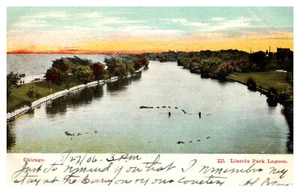1900's Chicago IL Lincoln Park Lagoon Bird's eye view Illinois Postcard #67 - Picture 1 of 2