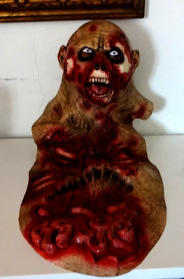 Halloween Decaying Zombie Walking Dead Mask Latex Bloody Scary Face Half body - Image 1 of 4