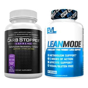 ULTIMATE DIET DUO: EVL LeanMode Complete Diet Formula + Carb Stopper Cheat Pills - Picture 1 of 9