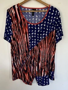 TS TAKING SHAPE Womens Size M Medium Top Blue Red Stretch Boxy - Picture 1 of 7