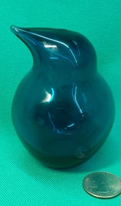 Vintage Mid Century Modern Sakari Pykala Riihimaen Signed Blue Glass Bird - Picture 1 of 7