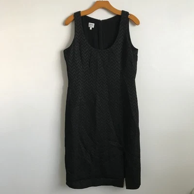 VESTIDO DE LANA ARMANI COLLEZIONI 10 Negro Chevron Sin Mangas Lana Hecho en Italia $595 Foto 1 de 4