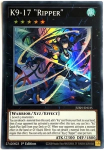 JUSH-EN035 Yu-Gi-Oh! 1st Edition K9-17 "Ripper" (V.1 - Super Rare) Englisch - Picture 1 of 1