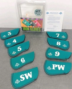 Club Glove Iron Head Covers set completo di 9 coperture da golf in neoprene verde cacciatore - Foto 1 di 9