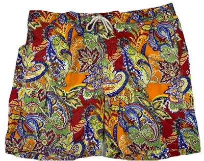 Vintage Polo Ralph Lauren Paisley Summer Shorts Gold  Men’s XL Bathing Suit - Image 1 of 4