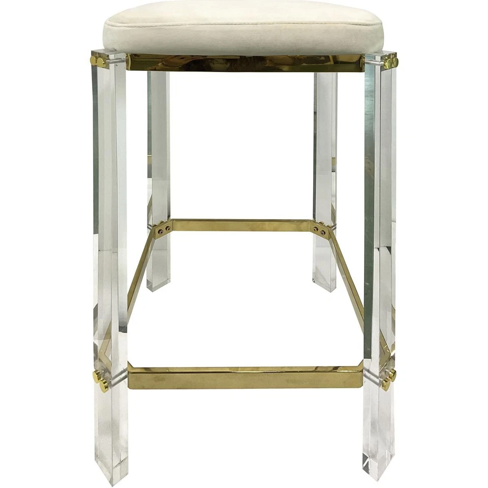 Arpa y remate HFF27139DS Helen otomana o taburete transparente y latón y crema Foto 1 de 2