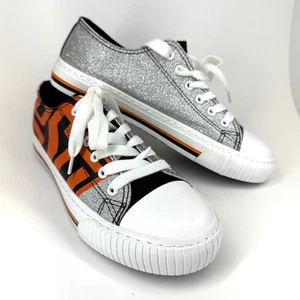 Foco Oklahoma State Cowboys Shoes Size 9 White Orange Silver Glitter Sneakers - Picture 1 of 14