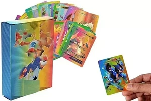 Pokemon 55 PCS Rainbow Foil Card Assorted Cards TCG Deck Box Vmax GX Rare Card - Picture 1 of 4