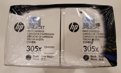 Подлинный черный высокопроизводительный тонер HP 305X CE410XD двойная упаковка новый в запечатанной упаковке - Изображение 1 из 4