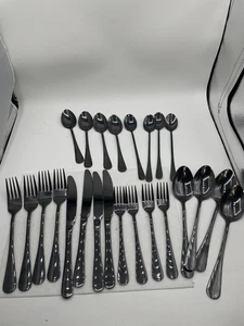 Black Heavy Duty Silverware Set, 20-Piece Stainless Steel Flatware Set for 4, - Picture 1 of 3
