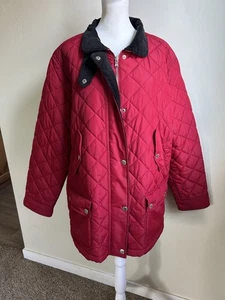 Abrigo Chaqueta Acolchada Roja LAUREN RALPH LAUREN Borde Pana Para Mujer’s 2X CLÁSICO - Imagen 1 de 14