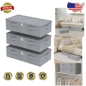Stackable Storage Box Set for Under-Bed Use - Zippered Fabric Containers, 3 Pack - Picture 1 of 9