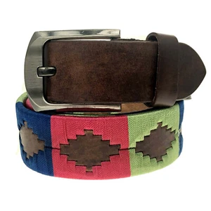 HERREN DAMEN HANDGEFERTIGT POLO LEDER GÜRTEL BESTICKT POLO GÜRTEL STARK REITEN - Bild 1 von 3