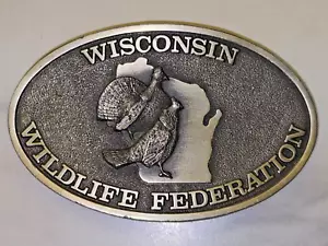 1981 WISCONSIN WILDLIFE FEDERATION TURKEY BELT BUCKLE PEWTER #1 of 500 - Picture 1 of 3