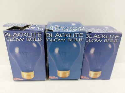 Blacklite Black Light Glow Bulbs Spencer Gifts Pro Series (3) 75W 120V A19 NOS - Image 1 of 4