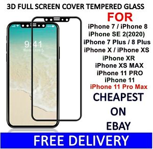 3D Screen Protector Tempered Glass For iPhone 7 PLUS SE 2 X XR XS 11 11 Pro Max