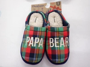DEARFOAMS HERREN KLEIN 7-8 PAPA BÄR GRÜN ROT BLAU KARIERT HAUSSCHUHE NEU #22333 - Bild 1 von 2