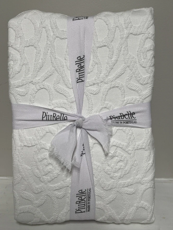 Edredón Cobertor PiuBelle Jacquard Queen 88" x 94" Blanco 85% Algodón Casa Nuevo con Etiquetas Foto 1 de 4