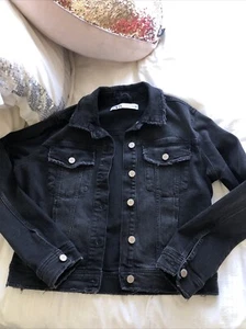 Black Denim Jacket Size 10 /12 Woman’s Zara - Picture 1 of 4