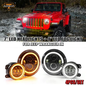 Auxbeam 4 in 1 7"" Fari LED + 4"" Set fendinebbia LED per Wrangler JK 2007-2017 - Foto 1 di 12